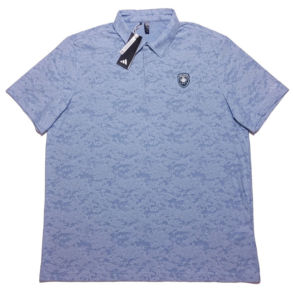ADIDAS Short Sleeve Performance Polo Shirt Belleair CC Blue Camo XL‎ ~ New